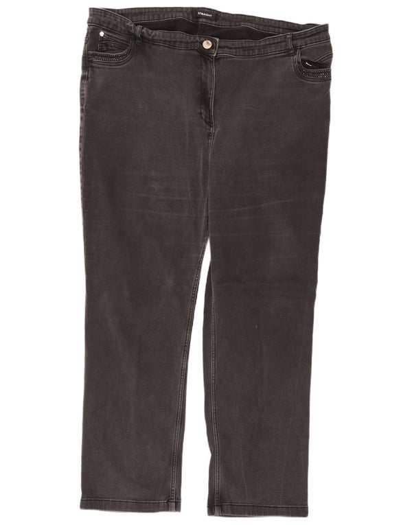 Jeans dritti da donna Marks & Spencer UK 24 4XL W40 L28 Cotone nero