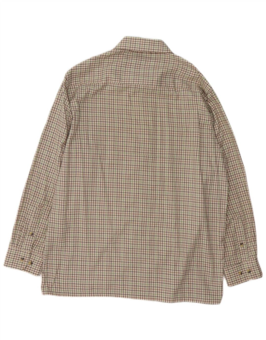 Camicia da uomo vintage taglia 16 1/2 grande poliestere a quadri beige