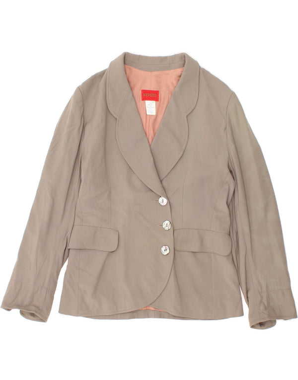 KENZO Womens 3 Button Blazer Jacket UK 12 Medium Khaki Tie Dye Wool