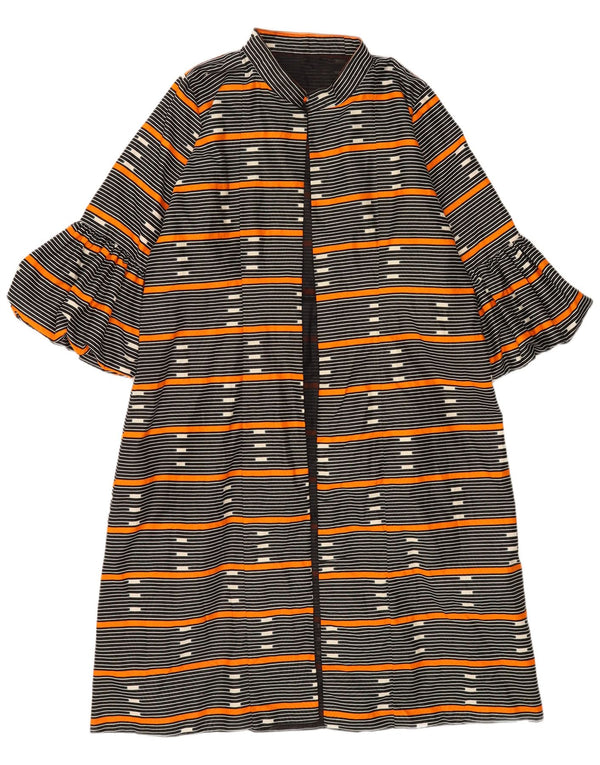 Abito vintage da donna con maniche a 3/4 UK 16 a righe nere grandi