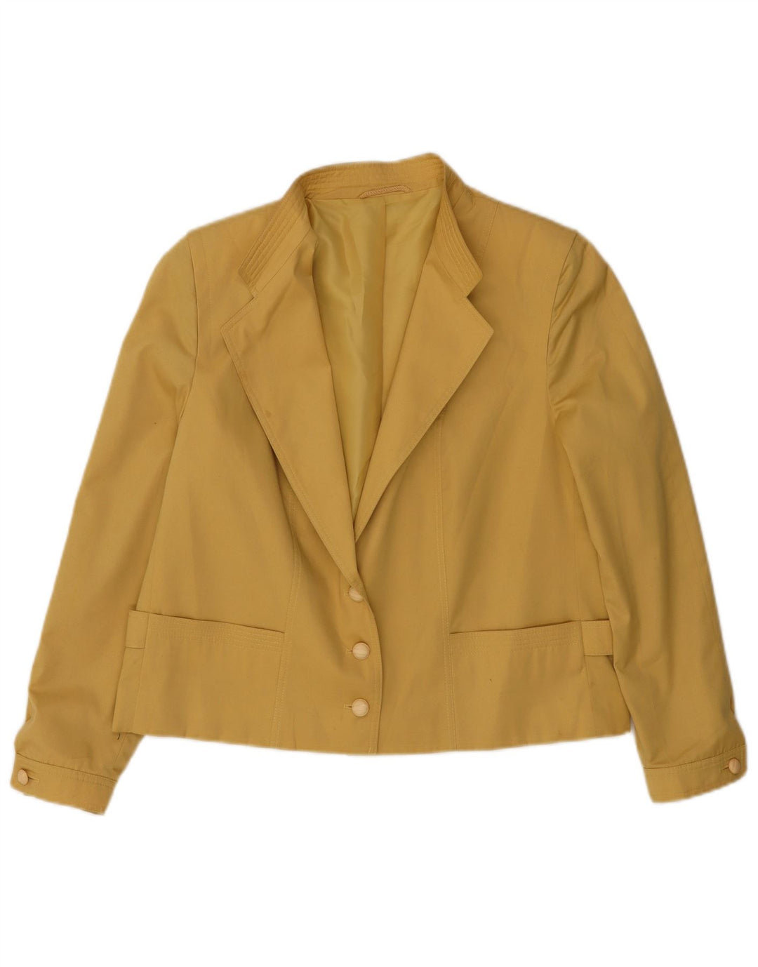 Giacca blazer a 3 bottoni corta da donna Hucke EU 42 grande cotone giallo