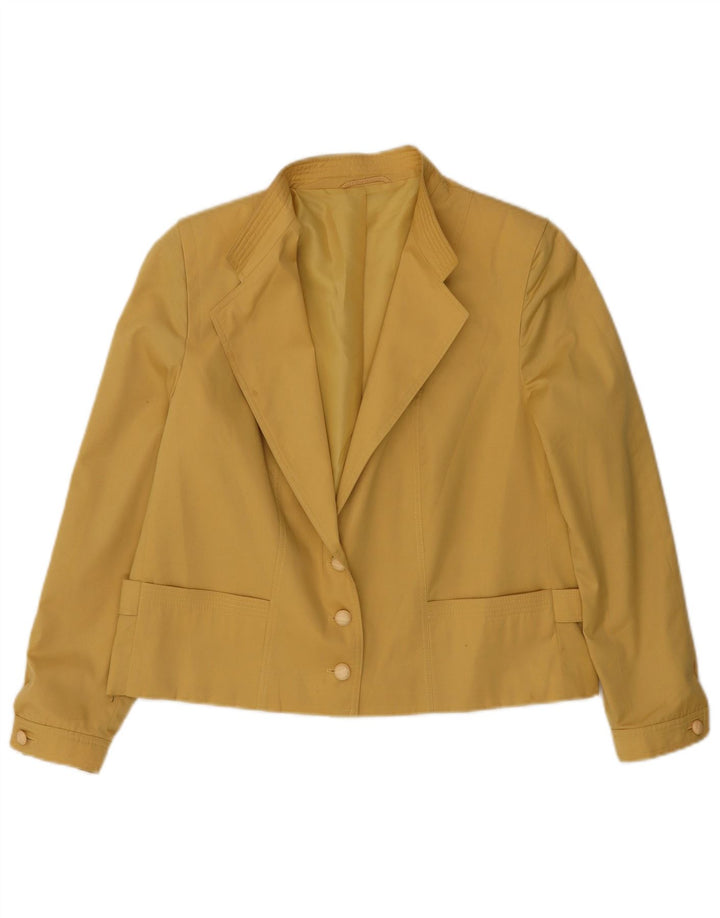 Giacca blazer a 3 bottoni corta da donna Hucke EU 42 grande cotone giallo