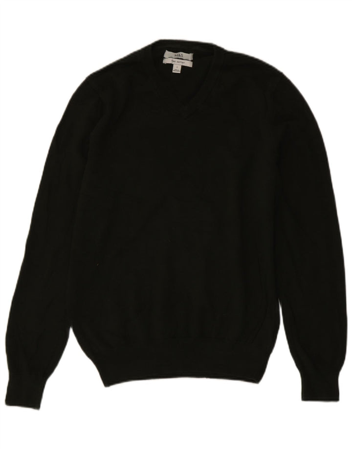 Maglione maglione girocollo da uomo Marks & Spencer piccolo cotone verde