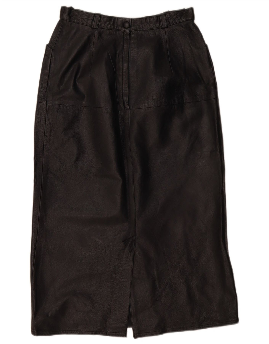 Gonna in pelle da donna VINTAGE EU 36 piccola W26 in pelle nera