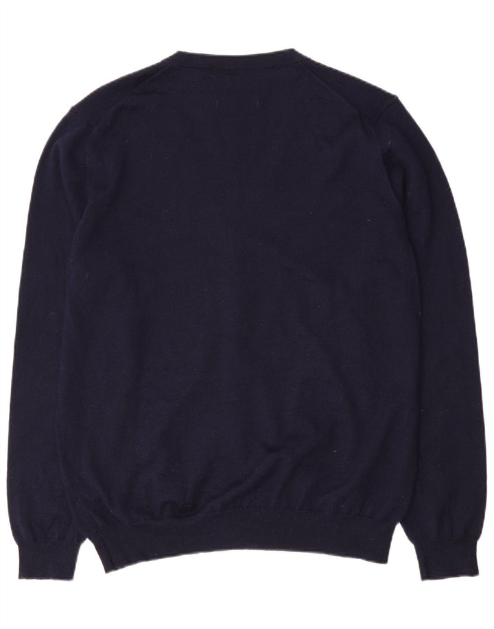Maglione cardigan da uomo Marks & Spencer grande in lana merino blu navy