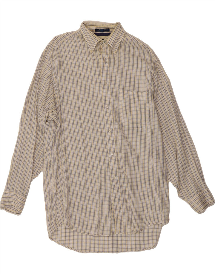 TOMMY HILFIGER Mens Shirt Size 16 Large Off White Check Cotton Vintage Tommy Hilfiger and Second-Hand Tommy Hilfiger from Messina Hembry 