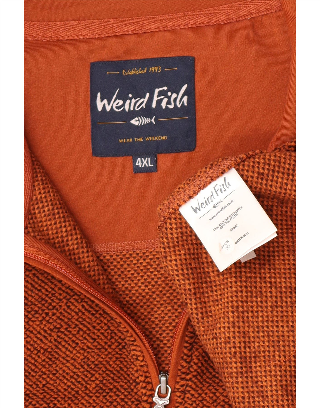 Maglione in pile da uomo con collo con zip Weird Fish 4XL poliestere marrone