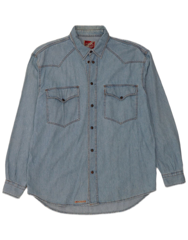 HOLIDAY Mens Denim Shirt Medium Blue Cotton