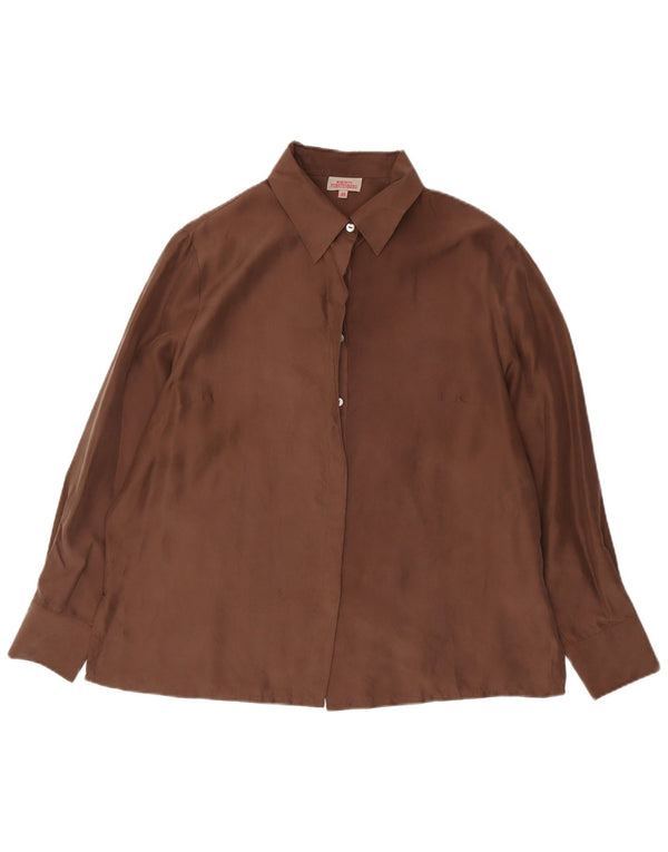 Egon Furstenberg Womens Shirt IT 49 XL Brown Silk