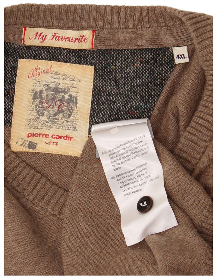 Maglione da uomo con scollo a V Pierre Cardin 4XL cotone beige