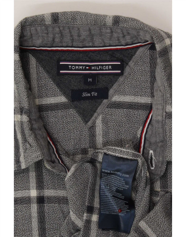 Tommy Hilfiger Camicia da uomo slim fit in flanella di cotone a quadri blu navy medio