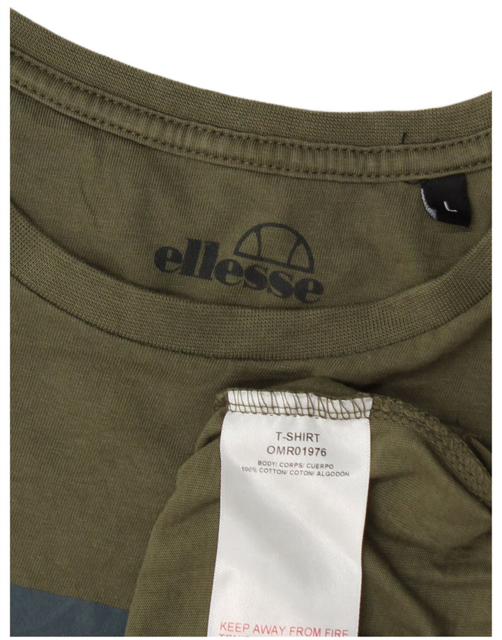 T-shirt grafica da uomo Ellesse Top grande in cotone kaki
