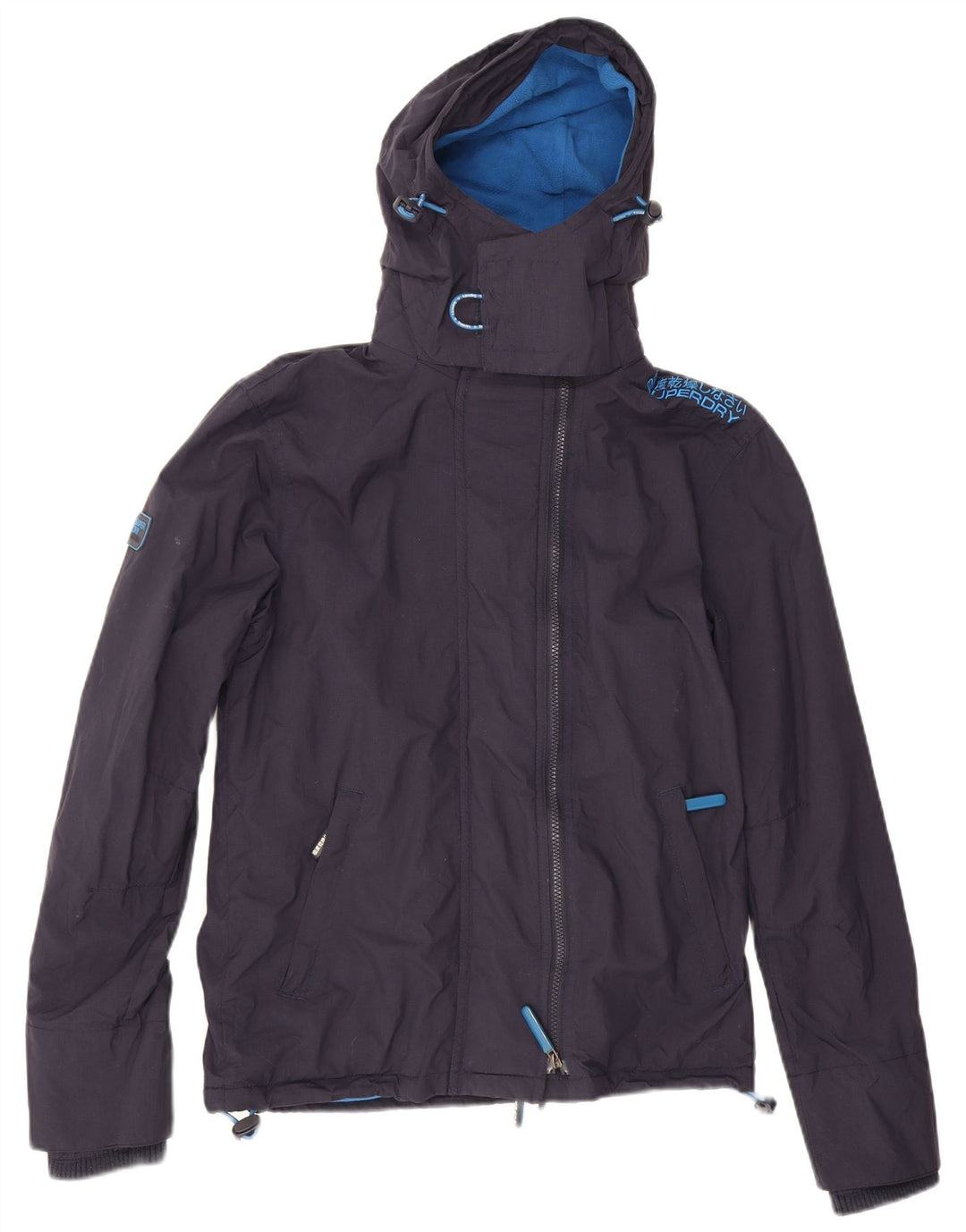 Giacca a vento con cappuccio da uomo Superdry UK 34 XS poliestere blu navy