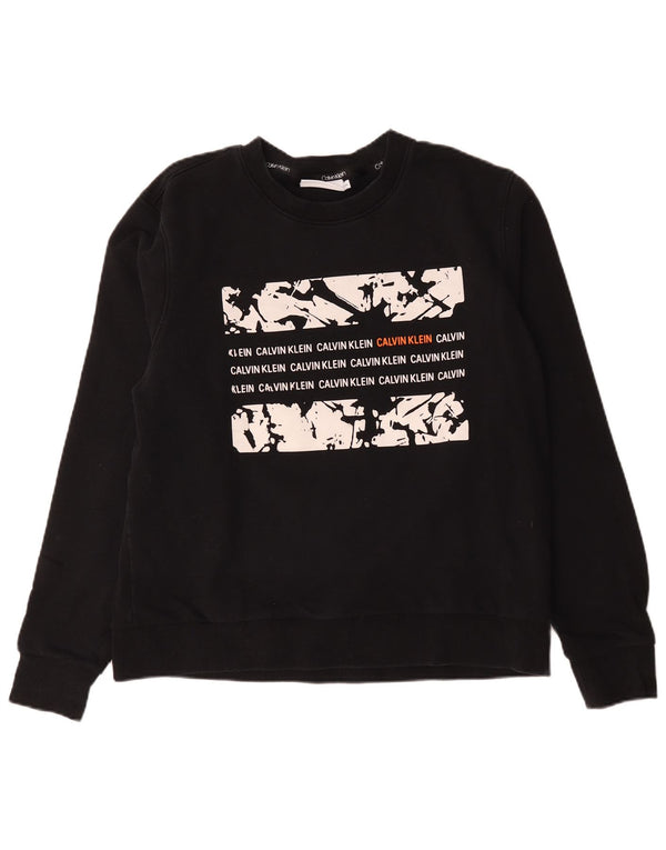 Felpa grafica da donna Calvin Klein Felpa UK 20 2XL Cotone nero