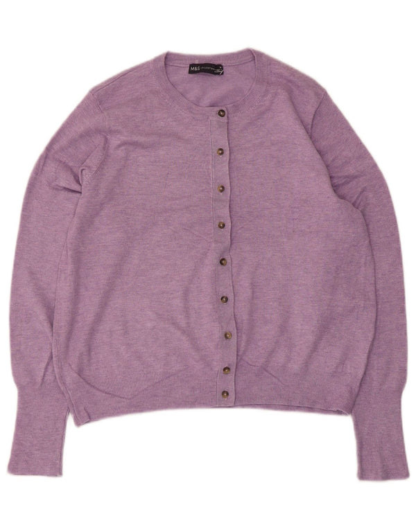 Maglione cardigan da donna Marks & Spencer UK 16 grande viscosa viola