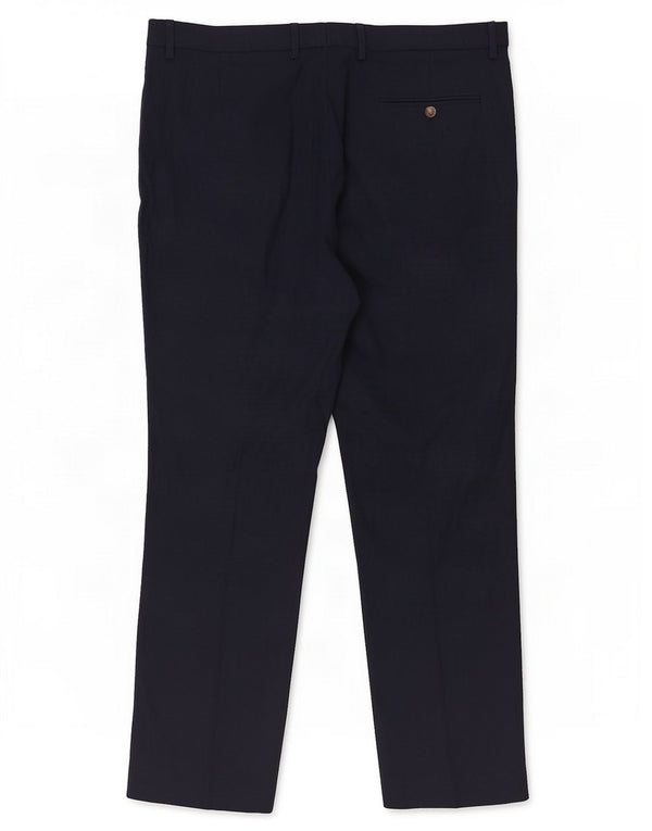 Pantaloni casual da uomo Marks & Spencer vestibilità regolare W38 L31 lino blu navy