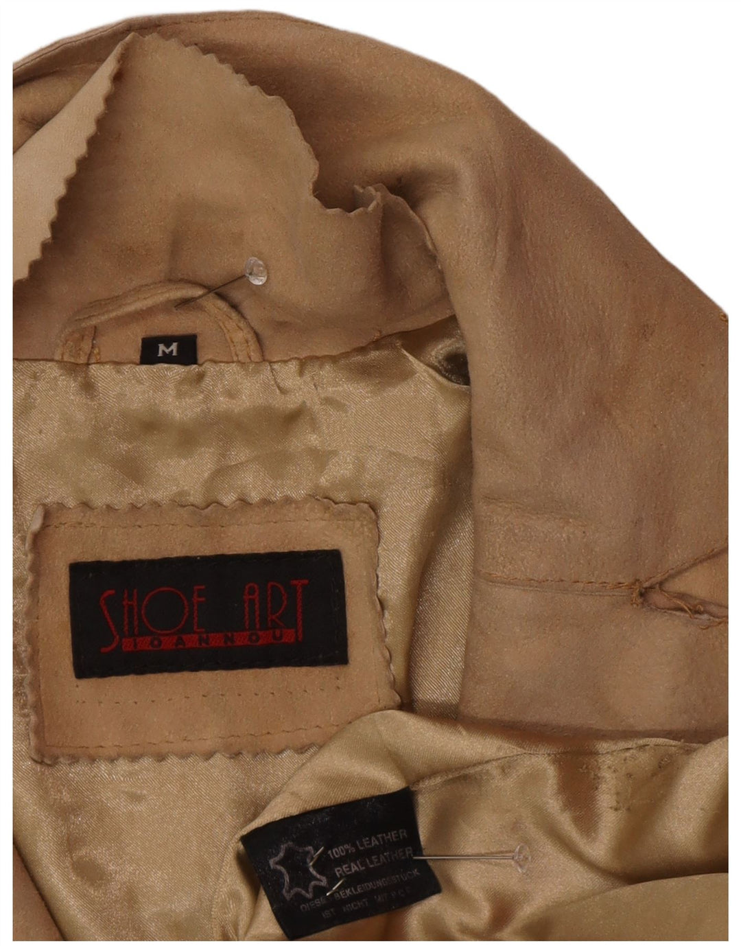 Cappotto in pelle scamosciata da donna vintage UK 12 Pelle beige media