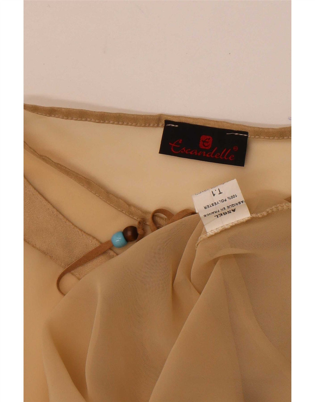 Top trasparente a pipistrello da donna Escandelle UK 12 Poliestere beige medio