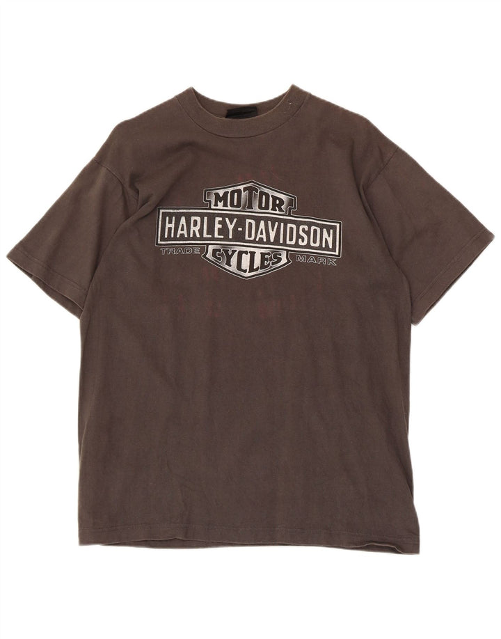 T-shirt grafica da uomo Harley Davidson Top in cotone grigio medio