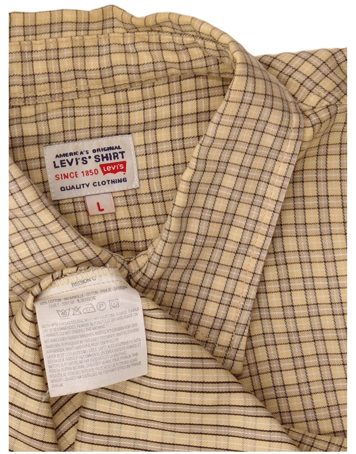 Levi's Camicia a maniche corte da uomo in cotone a quadri beige grande