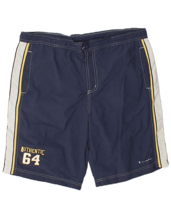 Pantaloncini da bagno grafici da uomo Champion grandi color block blu navy