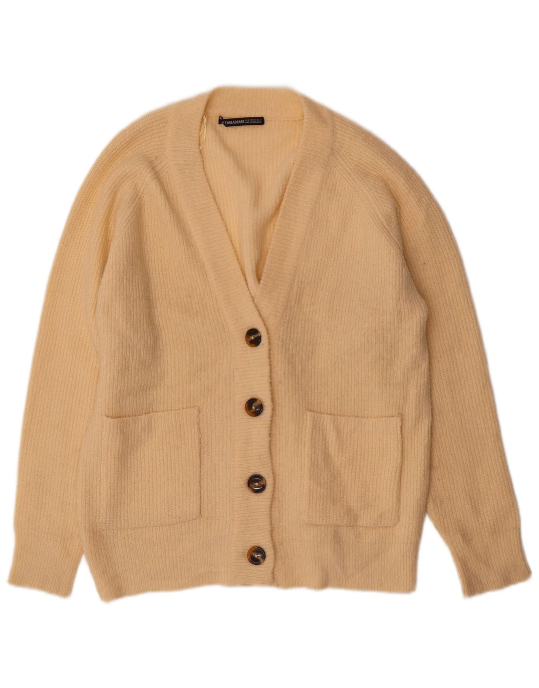 Maglione cardigan oversize da donna logoro UK 6 XS Acrilico beige