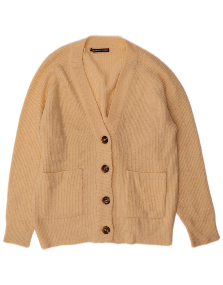 Maglione cardigan oversize da donna logoro UK 6 XS Acrilico beige