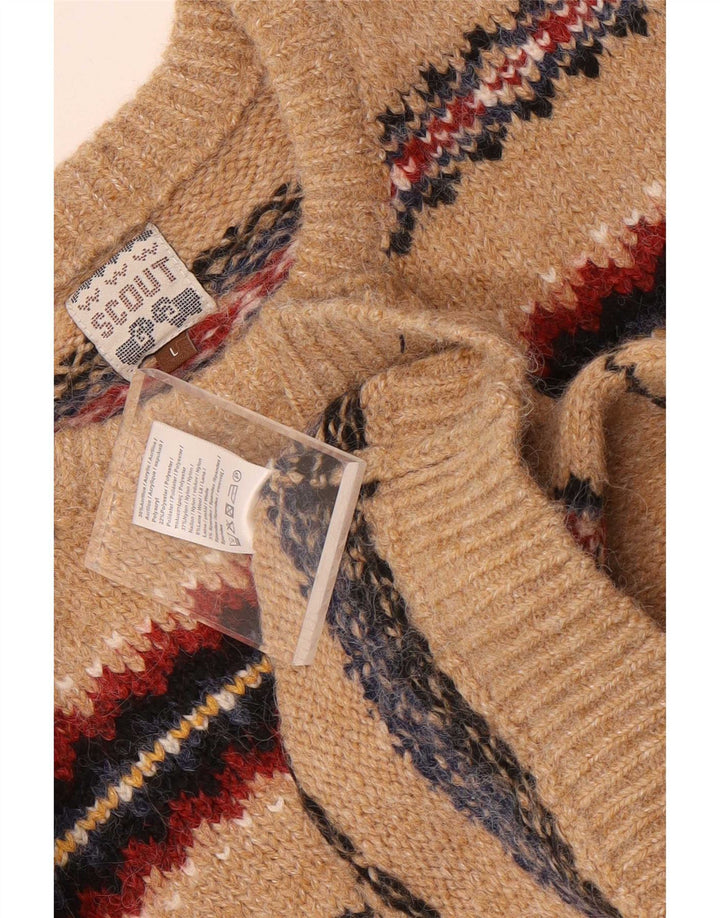 Maglione girocollo da uomo Scout, maglione grande, nylon Fair Isle beige