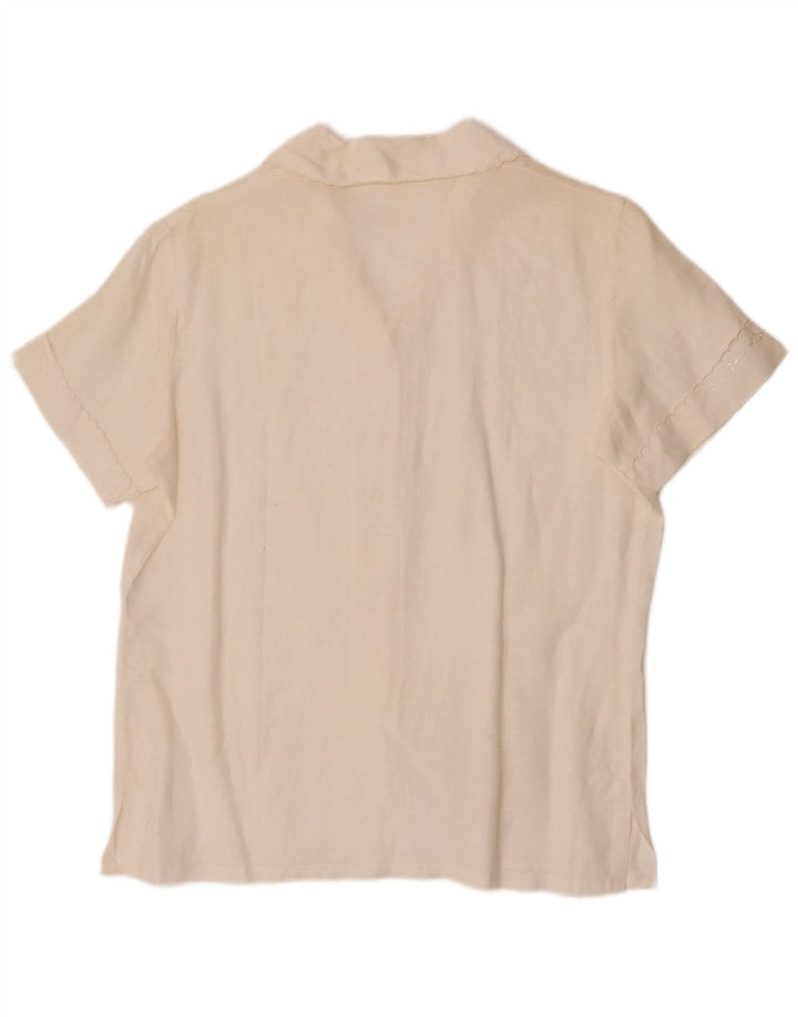 Camicetta camicia a maniche corte da donna vintage EU 38 medio bianco sporco