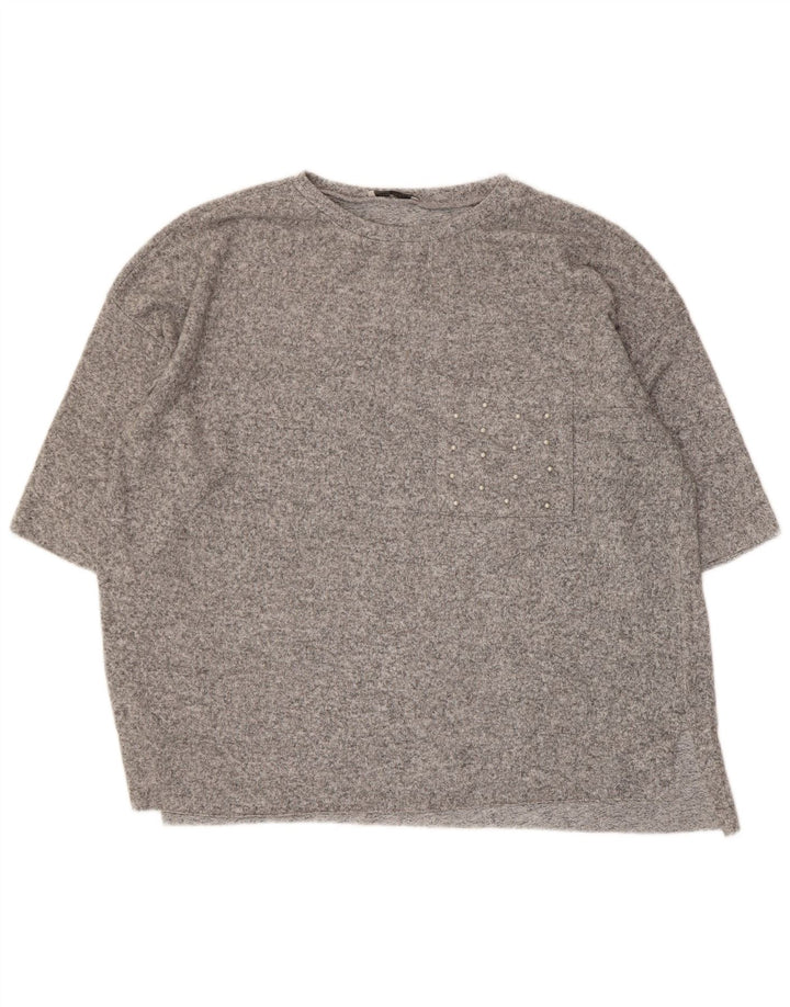 T-shirt oversize da donna Zara UK 10 piccola grigia chiazzata