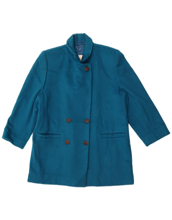 LONDON FOG Cappotto doppiopetto da donna US 12 Large Blue Wool