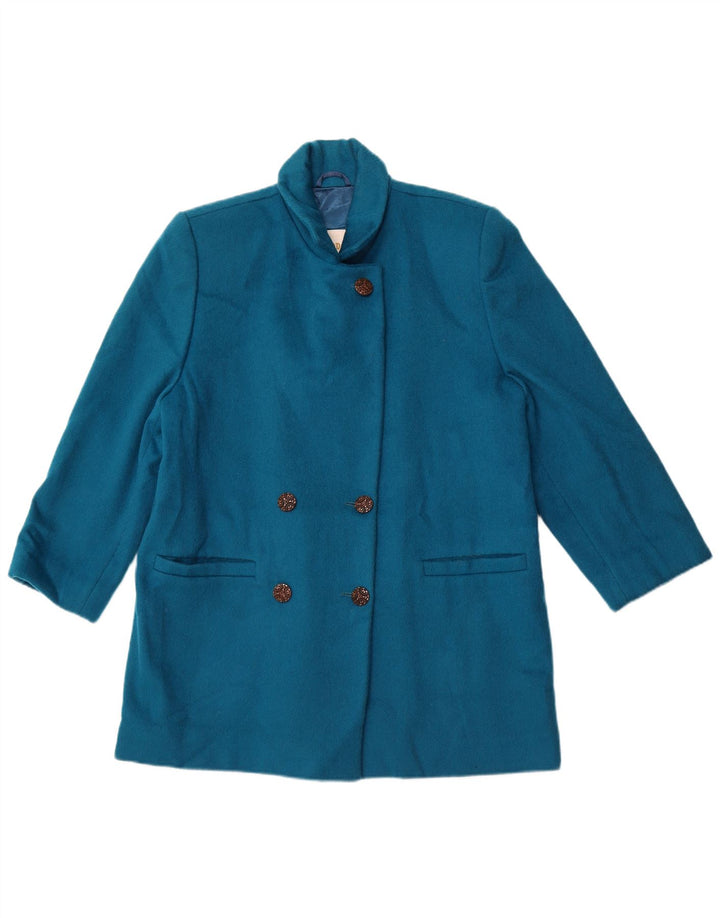 LONDON FOG Cappotto doppiopetto da donna US 12 Large Blue Wool