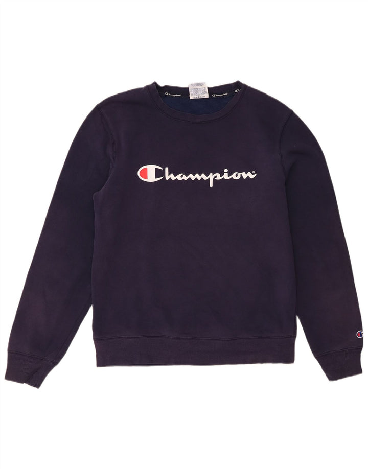 Felpa grafica da uomo Champion, piccola, in cotone blu navy