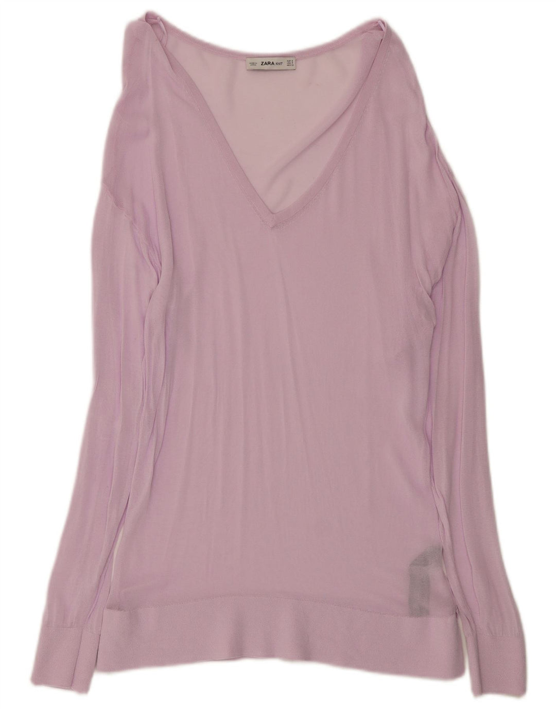 Top Zara da donna in camicetta trasparente UK 10 piccola viscosa rosa