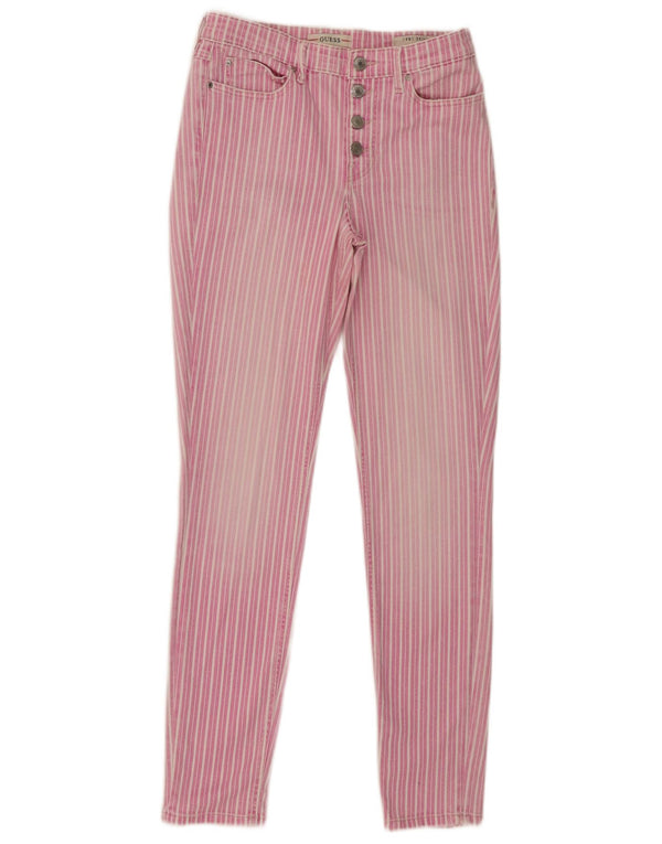 Jeans skinny da donna Guess W27 L28 cotone gessato rosa