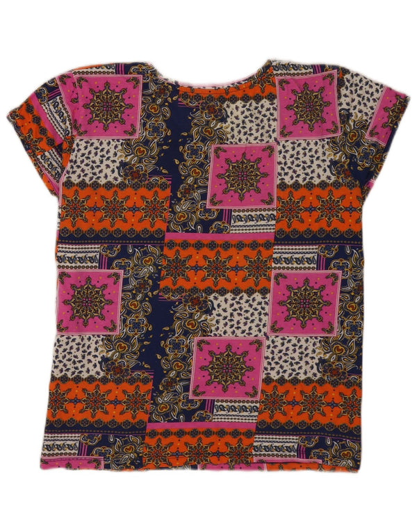 T-shirt grafica vintage da donna Top UK 14 Medium multicolore Festival
