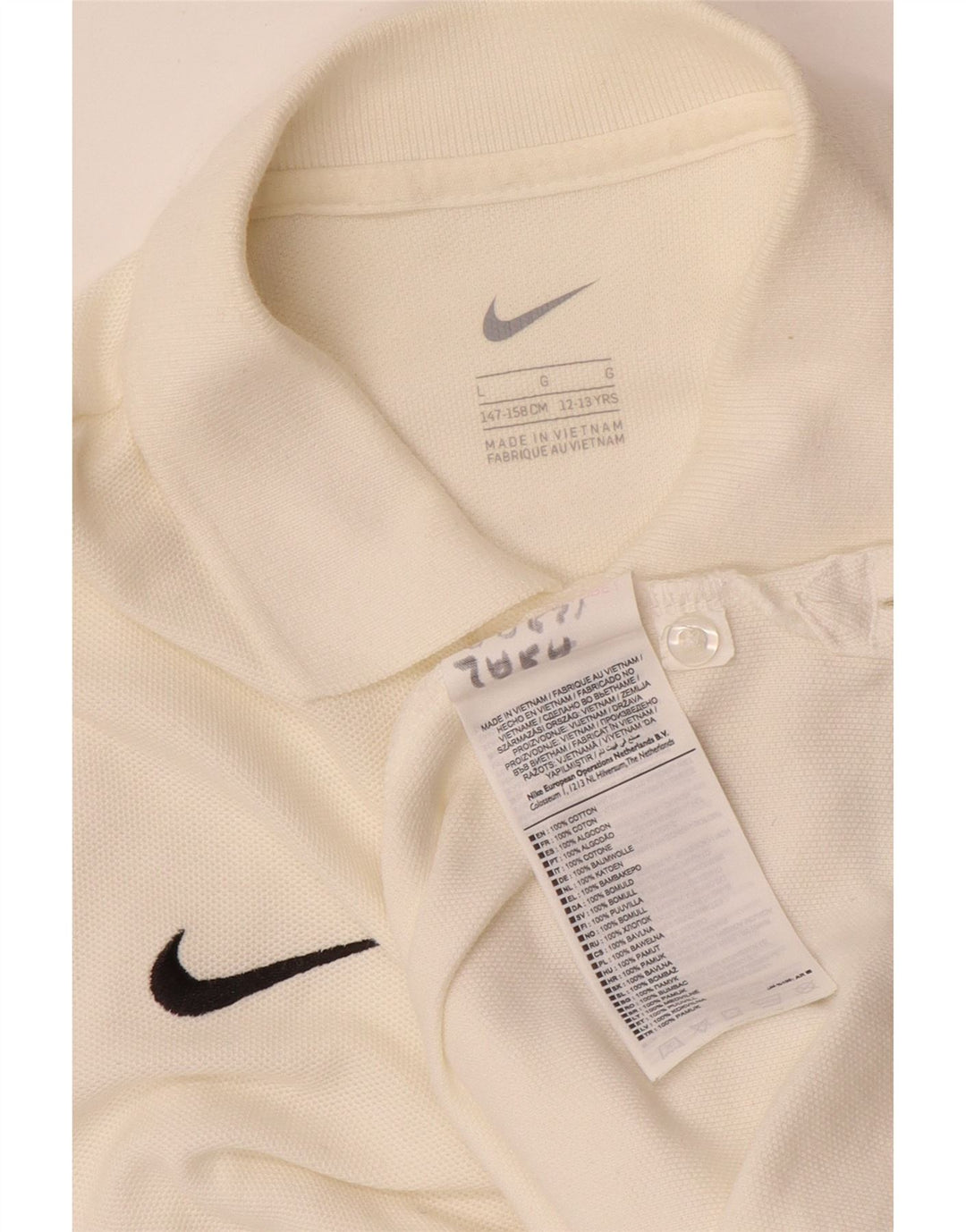 Polo Nike Ragazzo 12-13 Anni Large Bianco Cotone