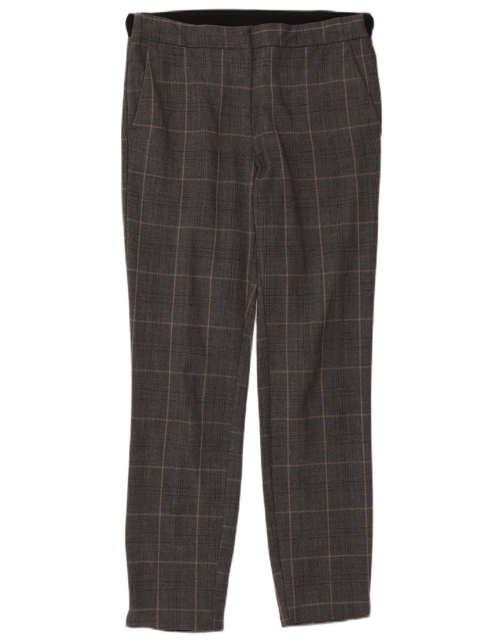 Pantaloni da abito slim da donna Zara XS W24 L27 Poliestere a quadri grigi