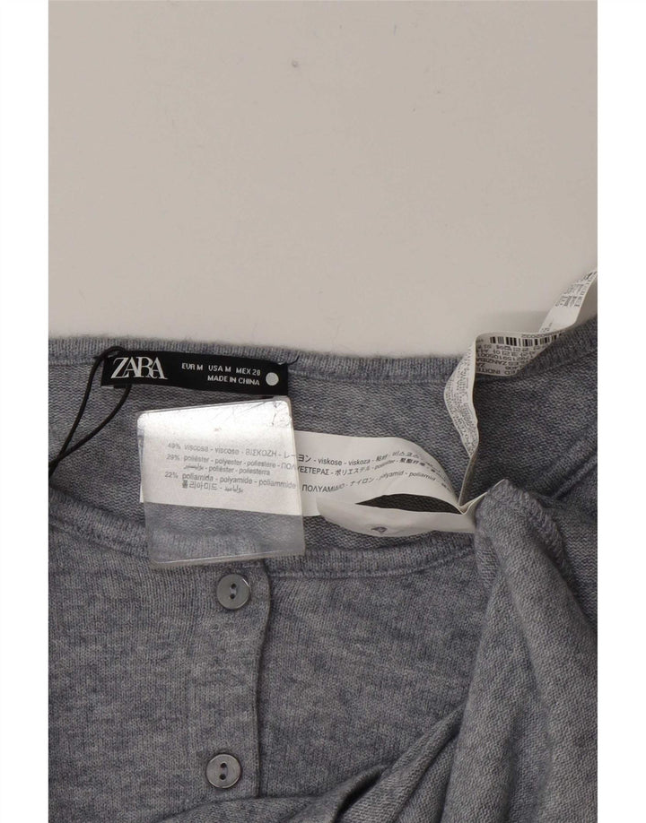 Top corto da donna Zara UK 14 Viscosa grigio medio