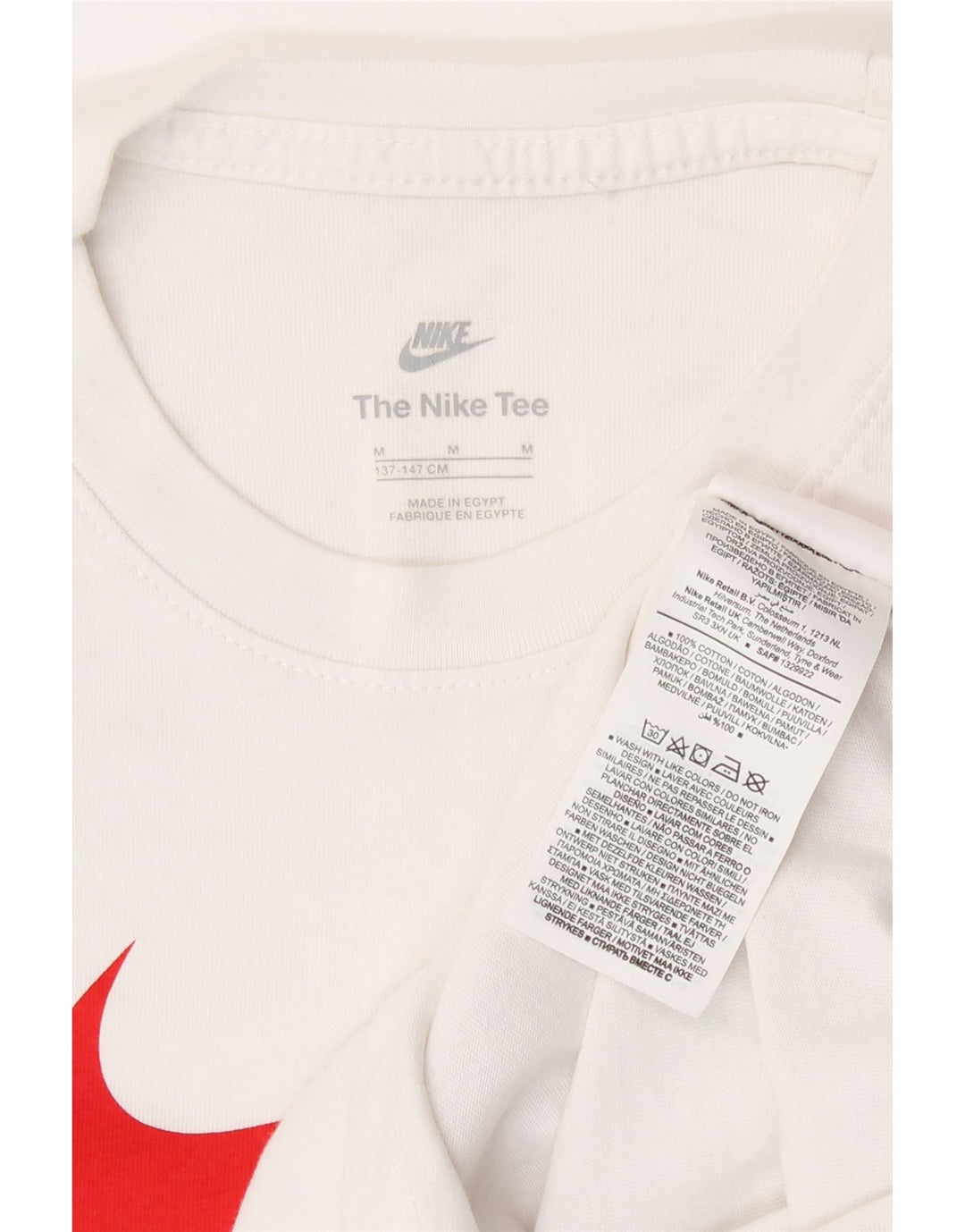 T-shirt grafica da ragazzo Nike Top 10-11 anni cotone bianco medio