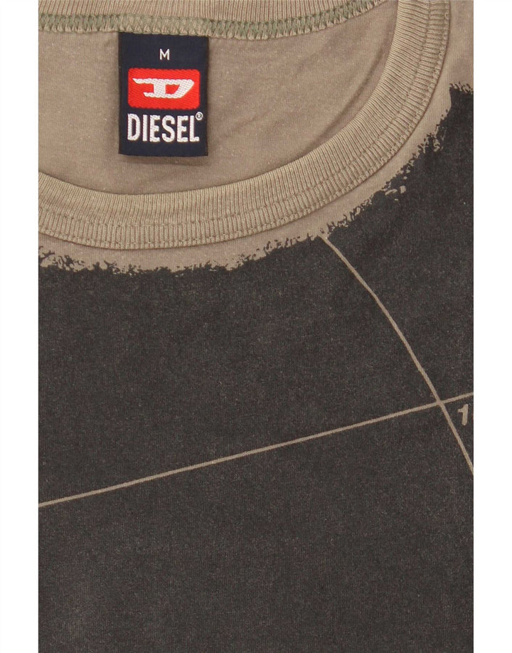 Diesel T-shirt grafica da uomo Top in cotone color block medio kaki