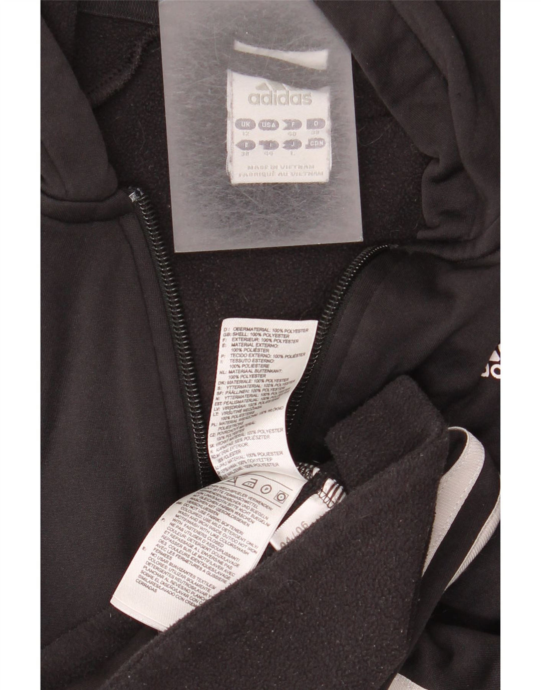 Maglione con cappuccio e zip Adidas Climawarm da donna UK 12 poliestere nero medio