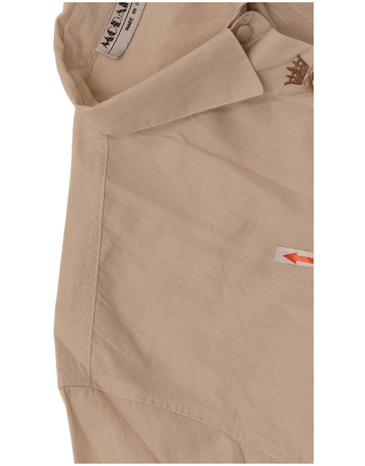 Camicia vintage da donna UK 14 grande gessato beige