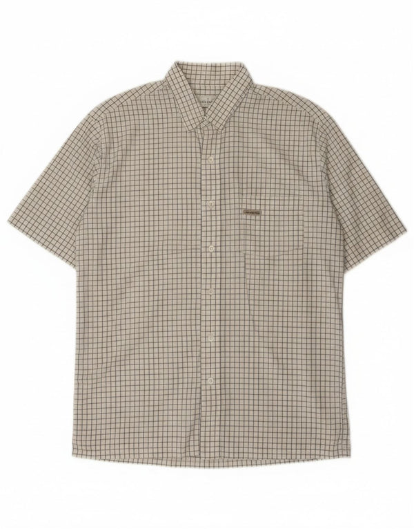 Camicia a maniche corte da uomo Calvin Klein Jeans piccola in cotone a quadri bianchi