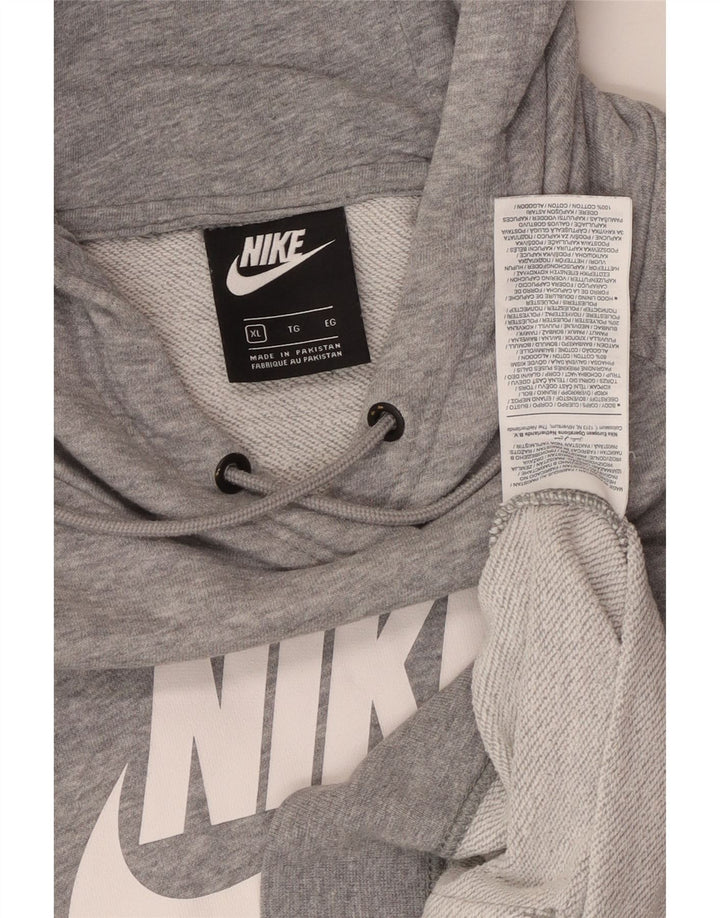 Felpa con cappuccio grafica NIKE da uomo XL in cotone chiazzato grigio