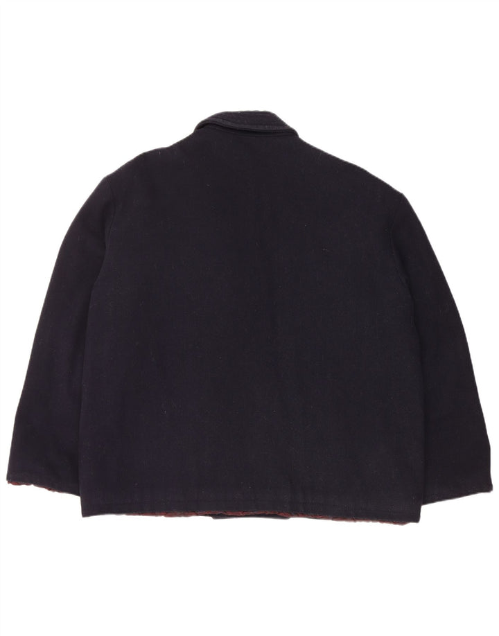 Giubbotto bomber doppiopetto vintage da donna UK 18 XL blu navy