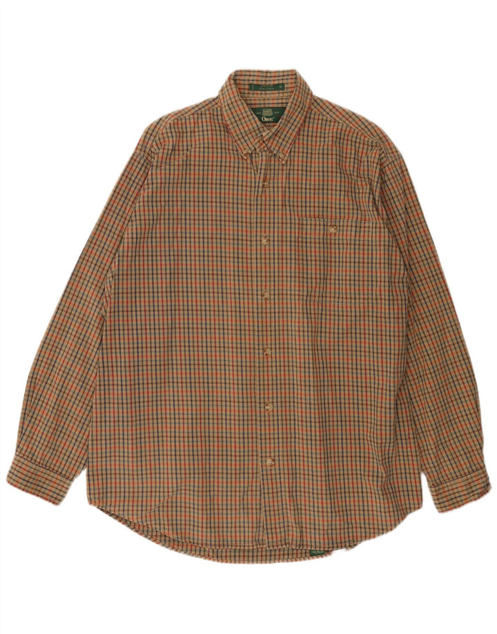 Camicia da uomo Orvis in cotone a quadretti kaki medio