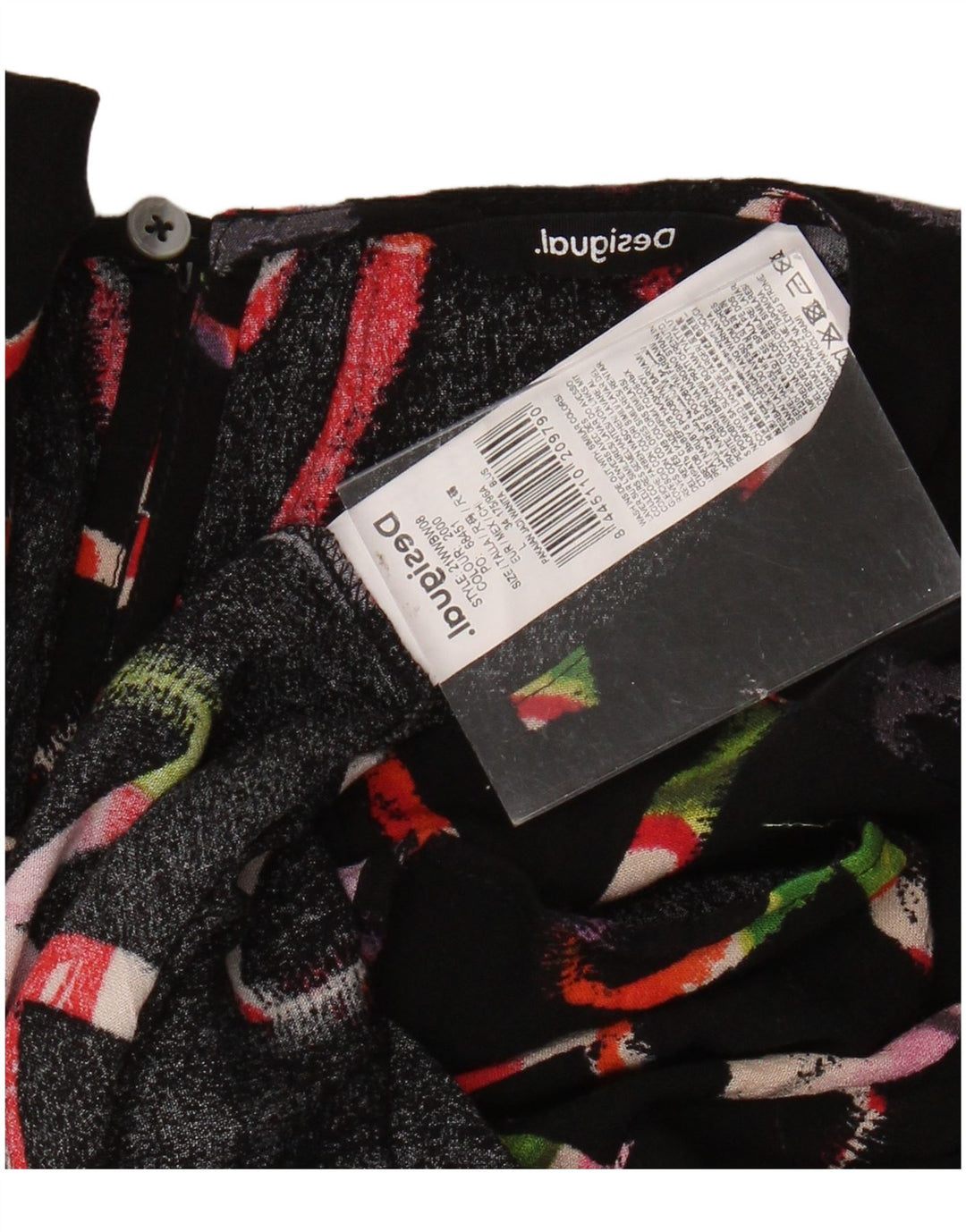 Desigual Camicetta a maniche lunghe da donna Top UK 16 Grande cuore in viscosa nera