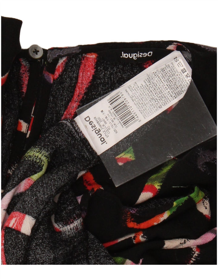 Desigual Camicetta a maniche lunghe da donna Top UK 16 Grande cuore in viscosa nera