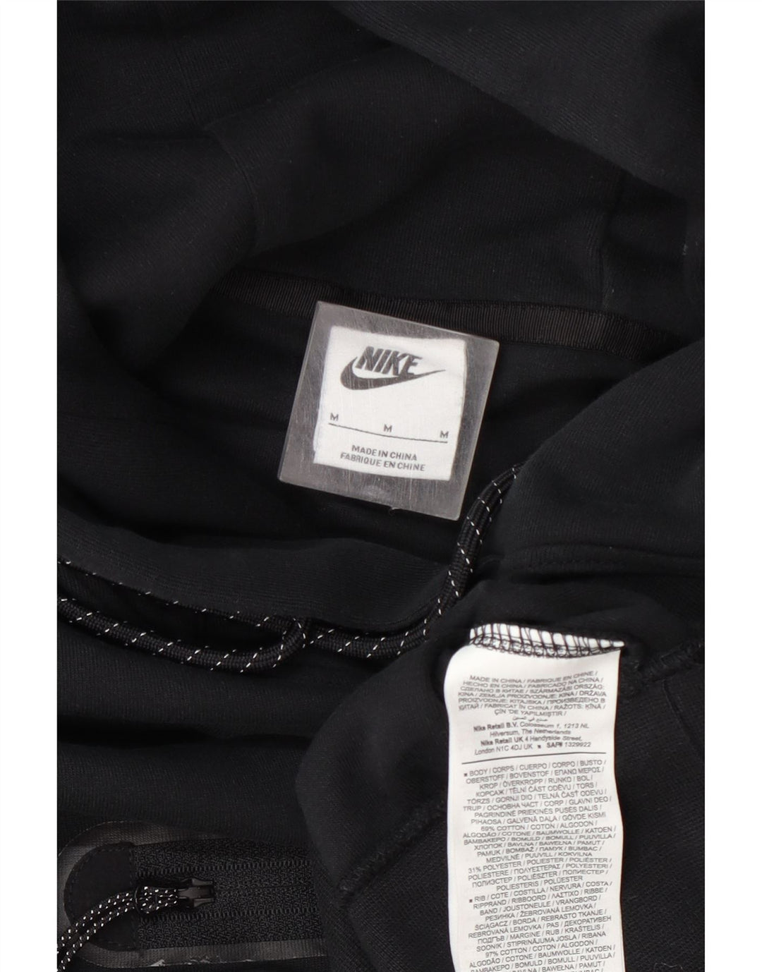 Felpa con cappuccio oversize corta da donna Nike UK 14 cotone nero medio